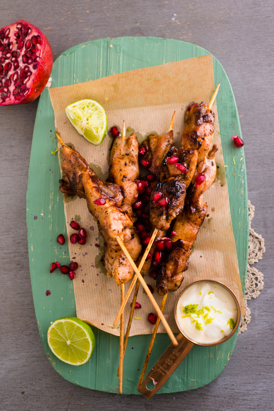Chicken Skewers Glazed With Pomegranate recipe