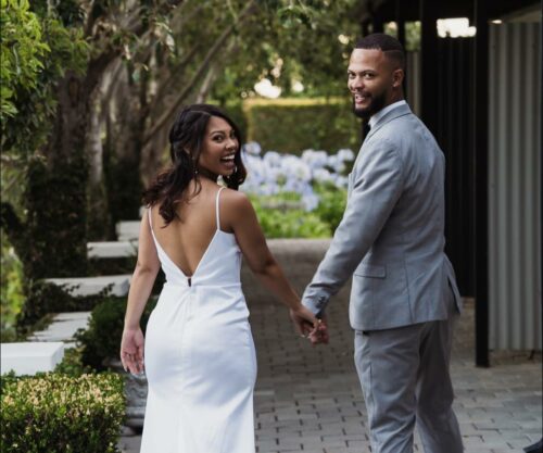 wife walking in floral slit dress, husband teasing wife outfit church, South African viral video couple, Bona Magazine