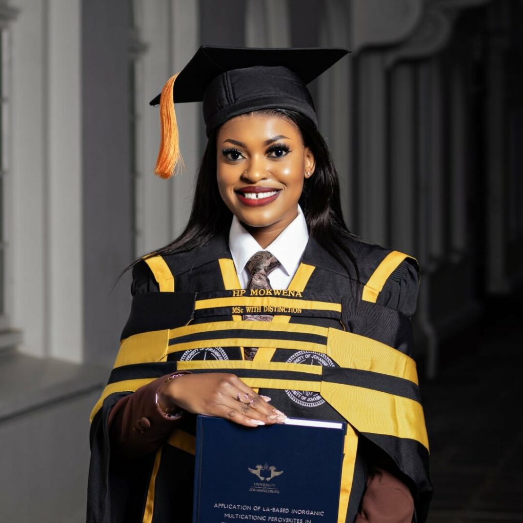 Hlengane Mokwena MSc graduate, young woman scientist South Africa, University of Johannesburg chemistry, cum laude graduate research, women in STEM role model, Bona Magazine