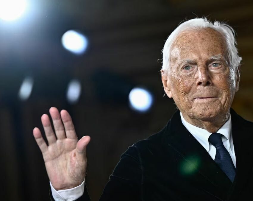 Giorgio Armani at fashion show, Italian designer legacy, Armani suit Hollywood stars, Milan fashion tribute, Armani funeral details, Bona Magazine