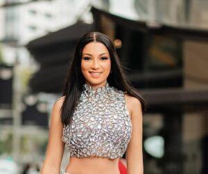 Ashley Ogle speaking on camera, celebrity breakup interview, emotional moment, South African reality star, Bona Magazine