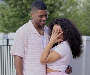 Rorisang Mohapi and Prince Grootboom smiling together, South African celebrity engagement, TV actress news, Bona Magazine