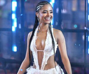 Tyla portrait cover eye, South African singer Tyla studio shoot, viral social media Tyla photo reaction, Illuminati symbolism entertainment, Bona Magazine