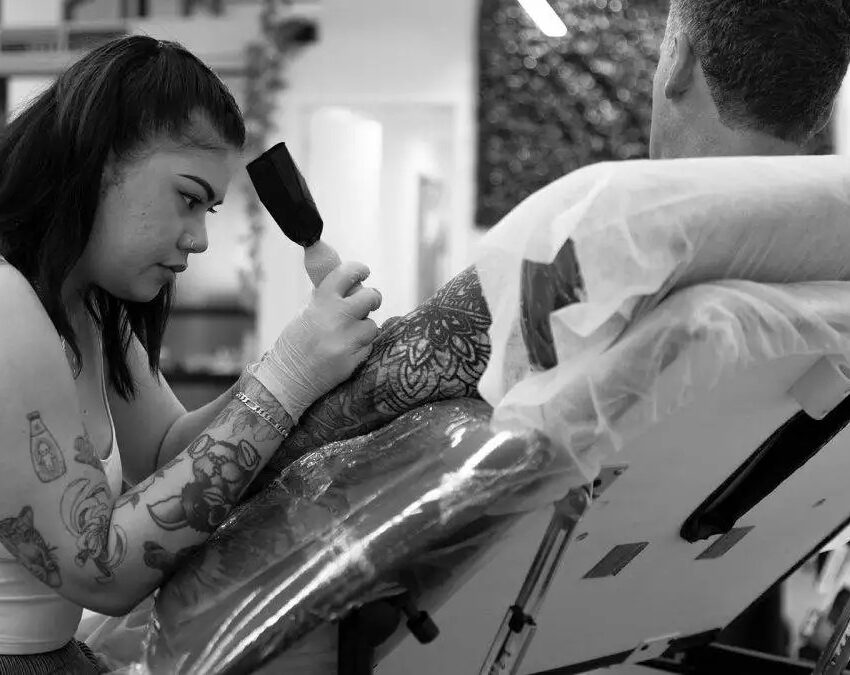 tattoo needle close up, endorphins release, tattoo culture, dopamine rush, body art identity, empowerment tattoos, Bona Magazine