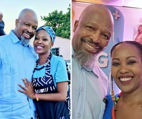 Sello Maake kaNcube smiling at film premiere, Pearl Mbewe reflecting on relationships, South African celebrity marriage story, actor and former wife public statement, Bona Magazine