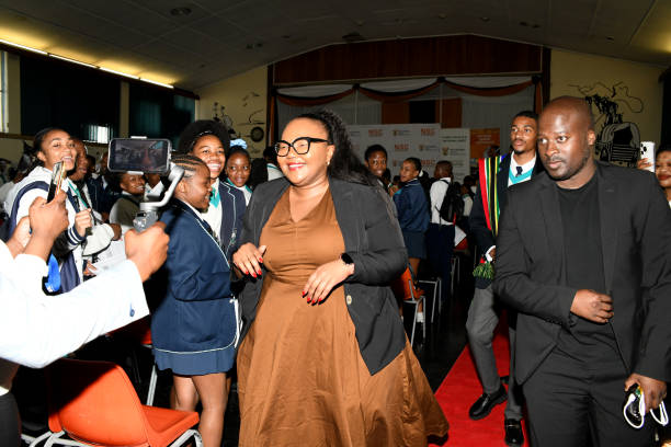 Siviwe Gwarube Minister of Basic Education of South Africa at the National Senior Certificate (NSC) Pledge Signing Ceremony at Pretoria Central High School on October 18, 2024 in Pretoria, South Africa. The Matric Exam Pledge is a vital moment of commitment for the Class of 2024, marking their dedication to academic integrity, honesty, and discipline as they approach their final National Senior Certificate (NSC) exams. (Photo by Frennie Shivambu/Gallo Images via Getty Images)