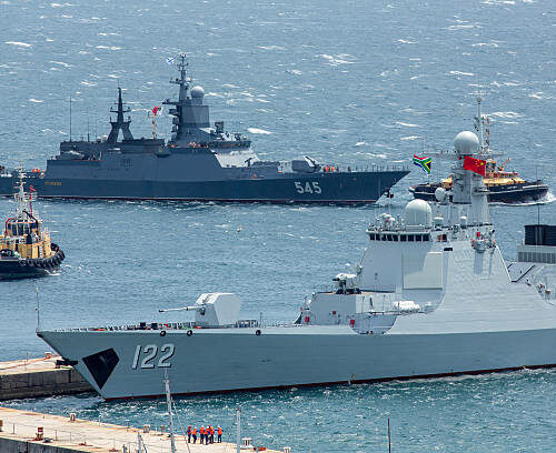 multinational naval exercises at Simon's Town harbor in Cape Town, South Africa, on Friday, Jan. 9, 2026. South Africa with hosting