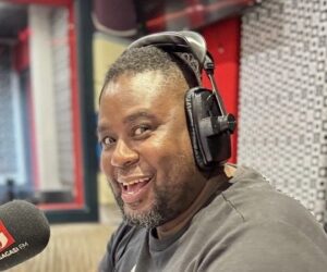 Felix Hlophe speaking on radio, Gagasi FM The Uprising studio, radio presenter at microphone, apology interview on air, Radio show hosts in KwaZulu-Natal, Bona Magazine