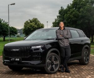 Caster Semenya with JAECOO J7 SHS, hybrid SUV South Africa car launch, family friendly plug-in hybrid vehicle, Olympic champion brand ambassador, J7 SHS interior tech, Bona Magazine