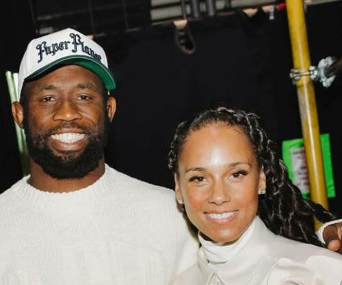 Siya Kolisi Alicia Keys backstage, Hell’s Kitchen Broadway musical, Shubert Theatre New York sign, Siya Kolisi US trip 2026, NBA All Star Los Angeles Kolisi, Springboks captain in New York, Rachel John and Siya Kolisi, South African rugby star abroad, Bona Magazine