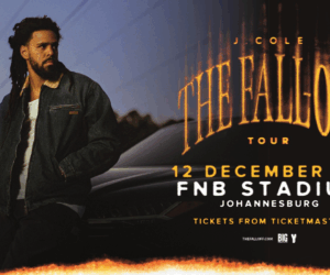 J Cole The Fall Off Tour 2026 poster, J Cole global tour announcement, FNB Stadium Johannesburg concert 2026, J Cole live performance stadium crowd, The Fall Off album cover 2026, J Cole Johannesburg December show, hip hop world tour dates, Bona Magazine