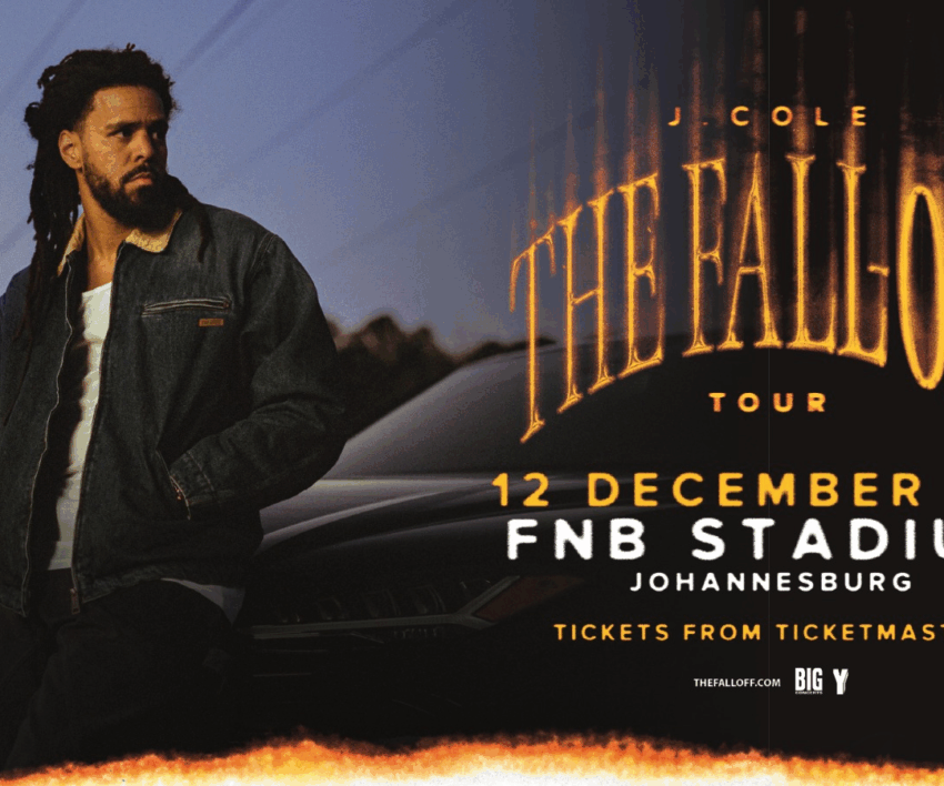 J Cole The Fall Off Tour 2026 poster, J Cole global tour announcement, FNB Stadium Johannesburg concert 2026, J Cole live performance stadium crowd, The Fall Off album cover 2026, J Cole Johannesburg December show, hip hop world tour dates, Bona Magazine