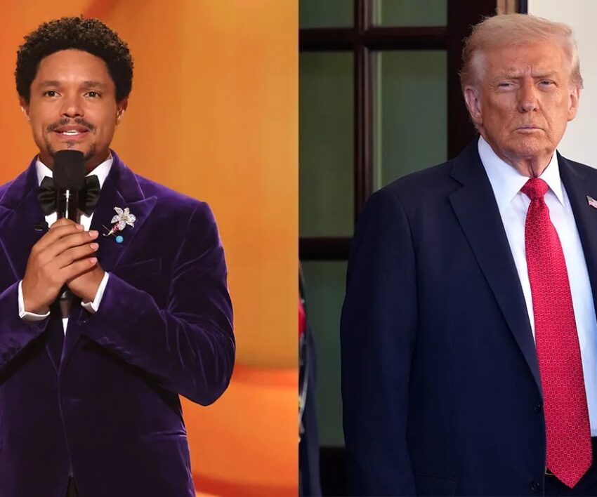 Trevor Noah Grammy Awards host, Trevor Noah on stage Grammys, Donald Trump public reaction news, Trevor Noah social media post, celebrity political comedy moment, Bona Magazine