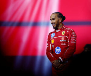 LONDON, ENGLAND - FEBRUARY 18: Lewis Hamilton of Great Britain and Scuderia Ferrari looks on during F1 75 Live at The O2 Arena on February 18, 2025 in London, England. (Photo by Sam Bloxham/Getty Images)