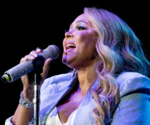 THE WOODLANDS, TEXAS - OCTOBER 21: Tamia performs on stage during the Majic 102.1 Under the Stars concert at The Cynthia Woods Mitchell Pavilion on October 21, 2023 in The Woodlands, Texas. (Photo by Marcus Ingram/Getty Images)