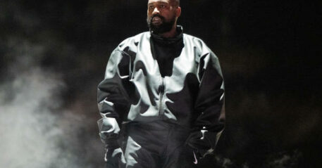 INGLEWOOD, CALIFORNIA - MARCH 14: Rapper Kanye West performs onstage during the "Vultures 1" playback concert during Rolling Loud 2024 at Hollywood Park Grounds on March 14, 2024 in Inglewood, California. (Photo by Scott Dudelson/Getty Images)