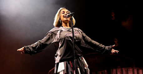 BRISTOL, ENGLAND - AUGUST 24: Jorja Smith performs onstage during Forwards Festival on August 24, 2025 in Bristol, England. (Photo by Mike Lewis/Redferns)
