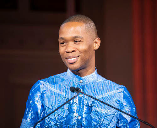 NEW YORK, NEW YORK - SEPTEMBER 19: Thebe Magugu attends Fashion 4 Development's 11th Annual First Ladies Luncheon at 583 Park Avenue on September 19, 2023 in New York City. (Photo by Michael Ostuni/Patrick McMullan via Getty Images)