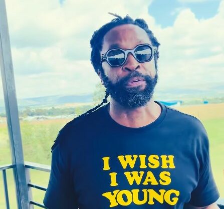 DJ Sbu wore a white Bafana Bafana jersey.